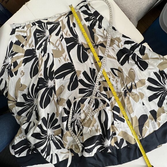 100% Silk Coldwater Creek Floral Maxi Full A-Line Skirt Black‎ Tan White Sz M - Picture 12 of 14